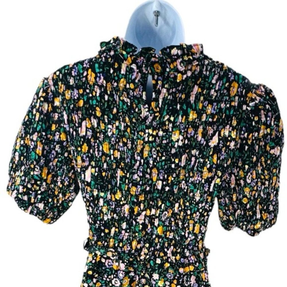 Hyacinth House | NEW Black Multi Floral Smocked Samantha Midi Dress Size L - Picture 10 of 13